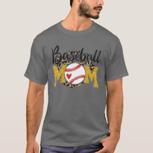 Baseball Mom Leopard Funny Baseball Mom Mother's D T-Shirt