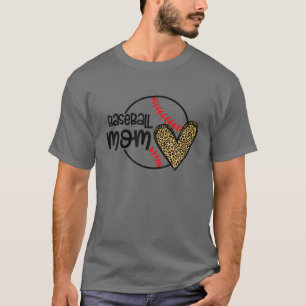 Baseball Mom Leopard Funny Softball Mom Mother's D T-Shirt