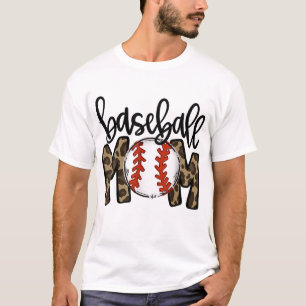 Baseball Mom Leopard Game Day Vibes T - ball Mom M T-Shirt