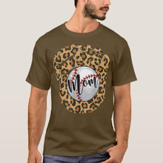 Baseball Mom Leopard  Softball Mama Mother's Day 2 T-Shirt