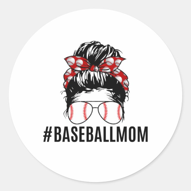 Baseball Mom Life Classic Round Sticker (Front)