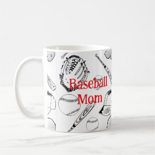 Baseball Mom Pattern Classic Mug, 11 oz Coffee Mug