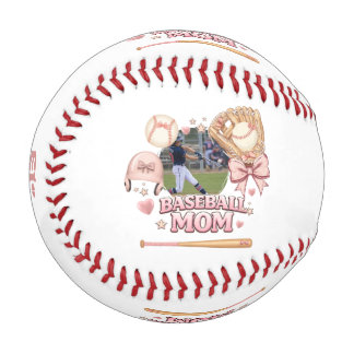 Baseball Mom Photo Collage Pink Bow Sports