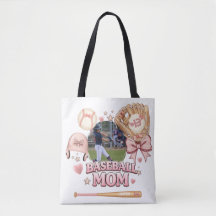 Baseball Mom Photo Collage Pink Bow Sports