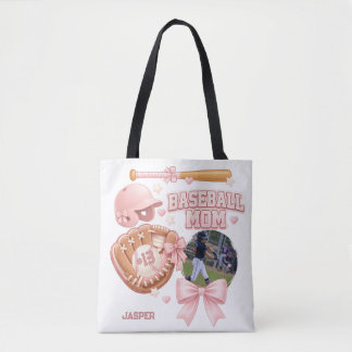 Baseball Mom Photo Pink Coquette Sports Tote Bag