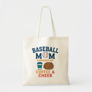Baseball Mom Powered by Coffee and Cheer Tote Bag