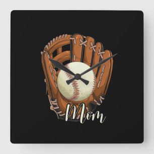 Baseball Mom Softball Mama Mother's Day Square Wall Clock