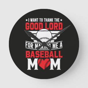 Baseball Mom Sports Parent Game Day Mother Round Clock