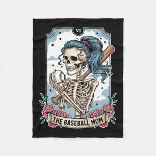 Baseball mom tarot card skeleton baseball mom fleece blanket