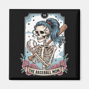 Baseball mom tarot card skeleton baseball mom magnet