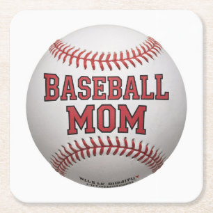 Baseball Mom White Coaster Set