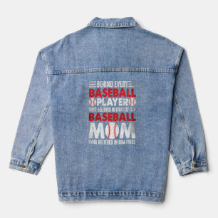 Baseball Mom Women Mother's Day Baseball  Denim Jacket