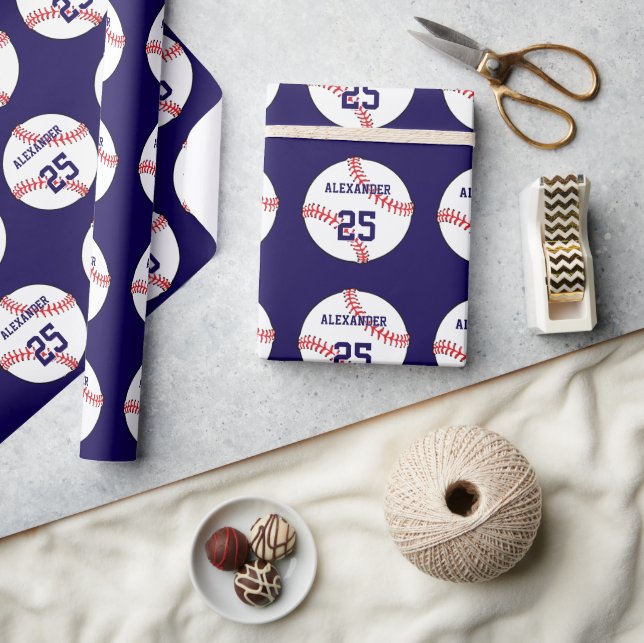 Baseball | Name & Number Wrapping Paper (Crafts)