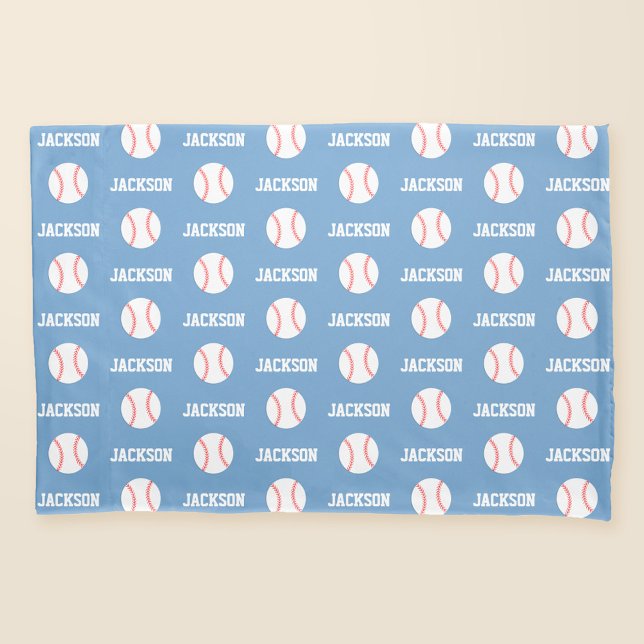 Baseball Name Pattern Light Blue Pillowcase (Creator Uploaded)