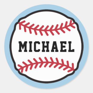Baseball name tag sticker, custom colour backgroun