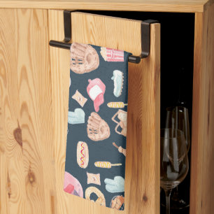 Baseball Navy Texture Kitchen Towel