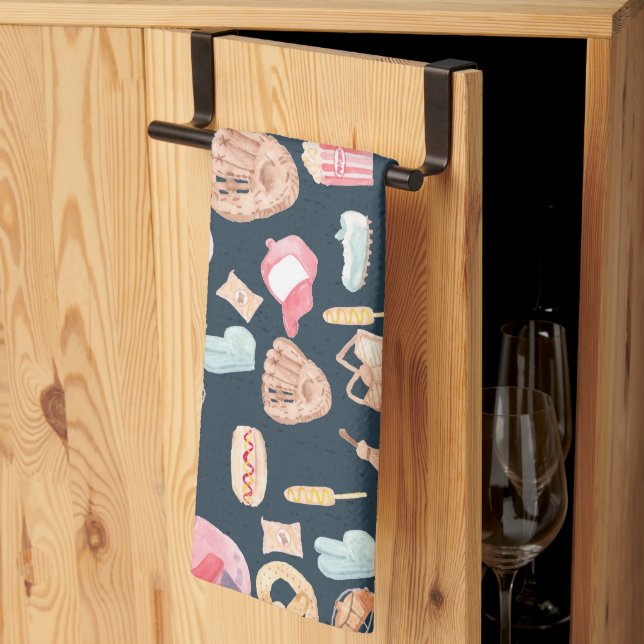 Baseball Navy Texture Kitchen Towel (Thirds Fold)