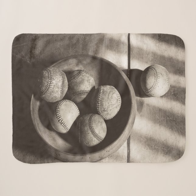 Baseball Nostalgia - Baseballs Sherpa Blanket (Front (Horizontal))