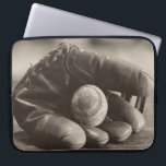 Baseball Nostalgia - Mitt and Baseball Laptop Sleeve<br><div class="desc">"Baseball Nostalgia I " by Judy B. Messer. Features a sepia-like photograph of a baseball mitt and baseball.</div>