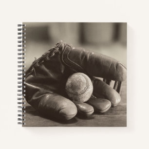 Baseball Nostalgia - Mitt and Baseball Notebook