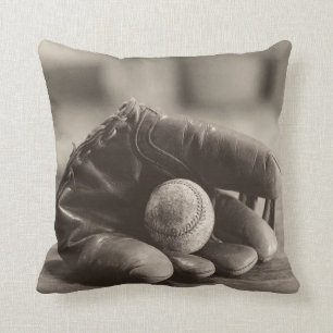 Baseball Nostalgia - Mitt and Baseball Throw Pillow