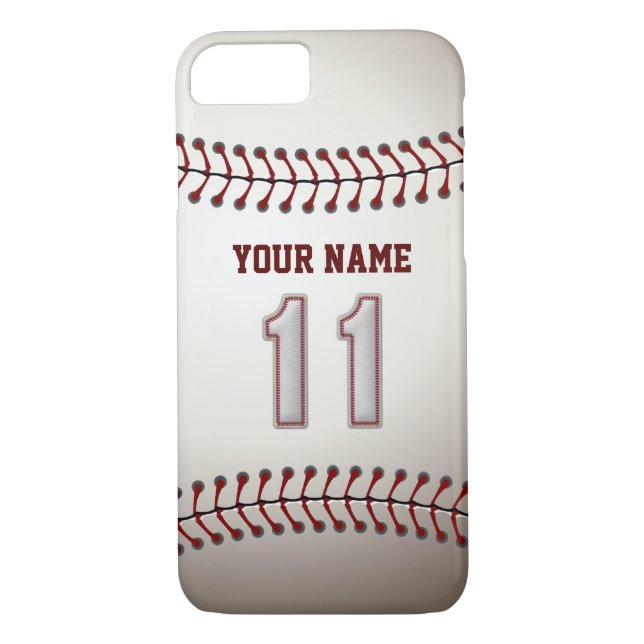 Baseball Number 11 with Your Name - Modern Sporty Case-Mate iPhone Case (Back)