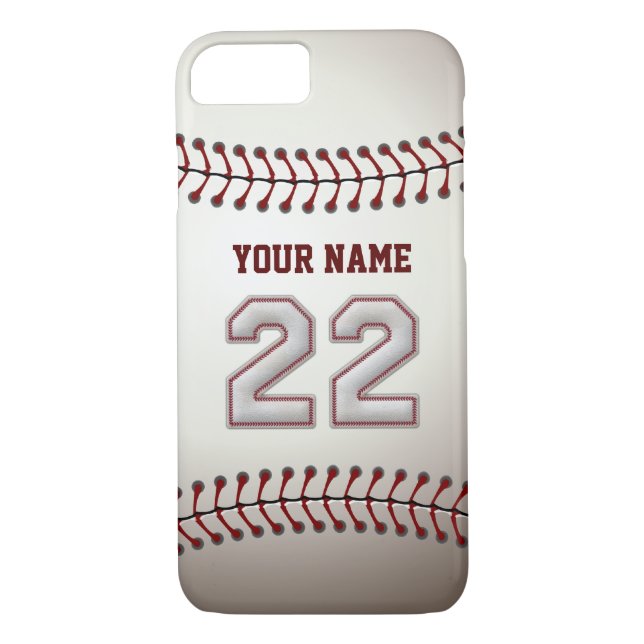 Baseball Number 22 with Your Name - Modern Sporty Case-Mate iPhone Case (Back)