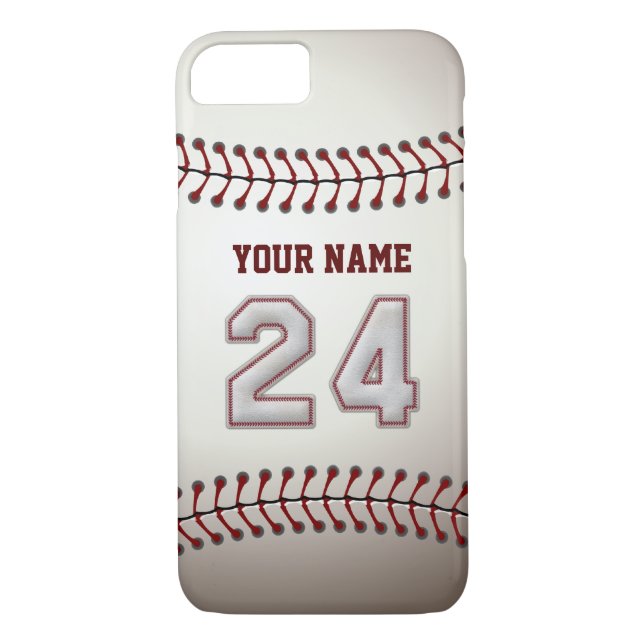 Baseball Number 24 with Your Name - Modern Sporty Case-Mate iPhone Case (Back)