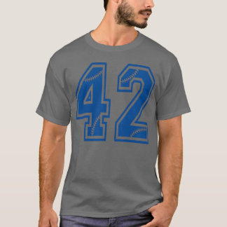Baseball Number 42 Blue Sports Player Uniform Jers T-Shirt