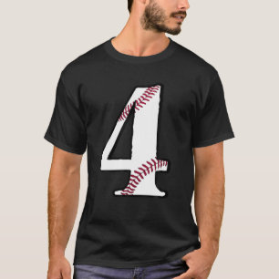 Baseball Number 4 Four Jersey Fan 4Th Birthday Vin T-Shirt