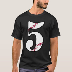 Baseball Number 5 Five Jersey Fan 5th Birthday Vin T-Shirt