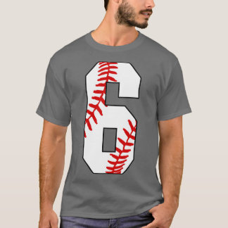 Baseball Number 6 6 Baseball  Jersey Favourite Pla T-Shirt