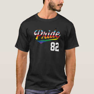 Baseball Number 82 Gay Pride Inclusive Rainbow Fla T-Shirt