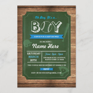 Baseball Oh Boy Baby Shower Sports Invite