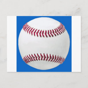 Baseball on blue postcard