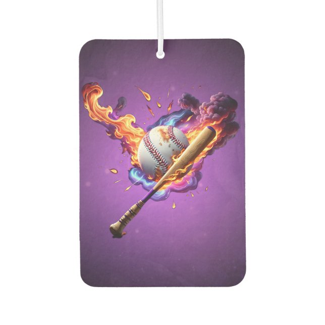 Baseball on Fire.  Air Freshener (Front)