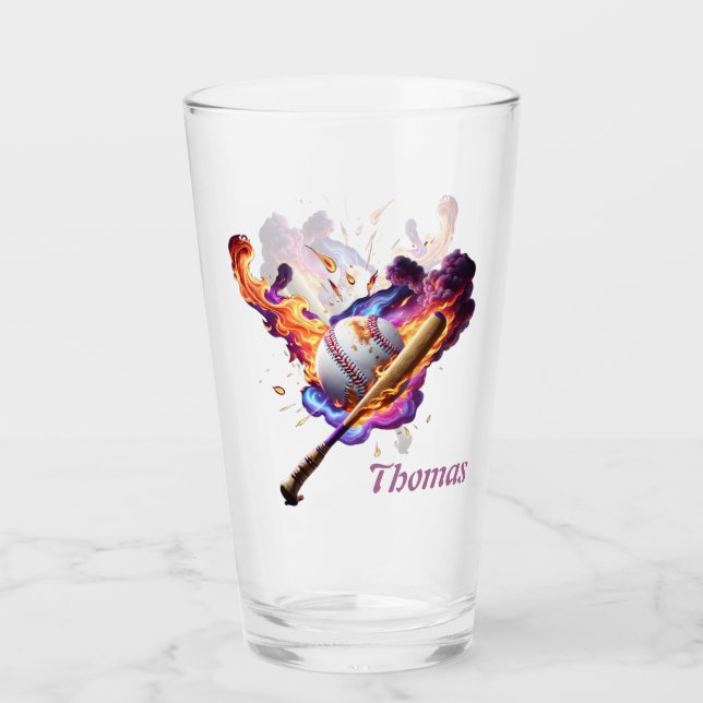 Baseball on Fire.  Glass (Front)