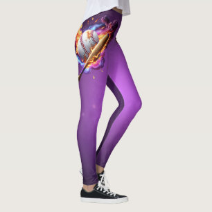 Baseball on Fire.  Leggings