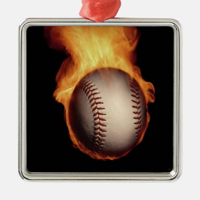 Baseball on Fire Ornament (Front)