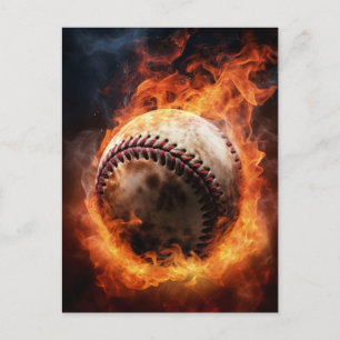 Baseball on Fire Postcard