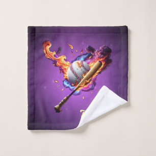 Baseball on Fire. Wash Cloth