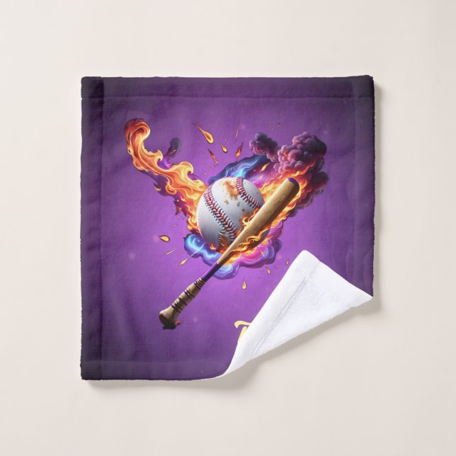 Baseball on Fire.  Wash Cloth (Wash Cloth)