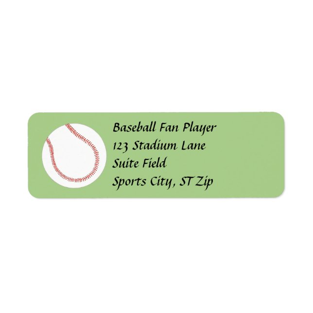 Baseball on Green Address Labels (Front)
