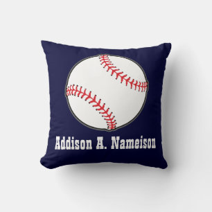 Baseball on Navy Blue  Name Sports Room Boys Throw Pillow