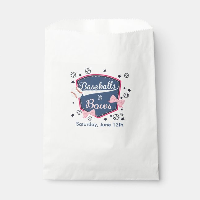 Baseball or bows Gender Reveal Favour Bag (Front)