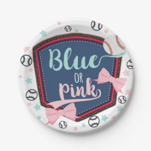 Baseball or bows Gender Reveal Paper Plate