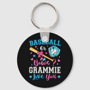 Baseball Or Bows Grammie Loves Gender Reveal Keychain