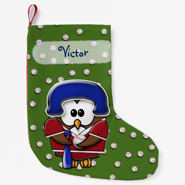 baseball owl Christmas stocking (Front)