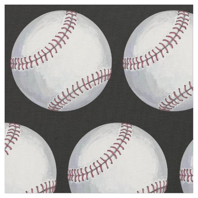 Baseball Painted art Fabric (Close Up)