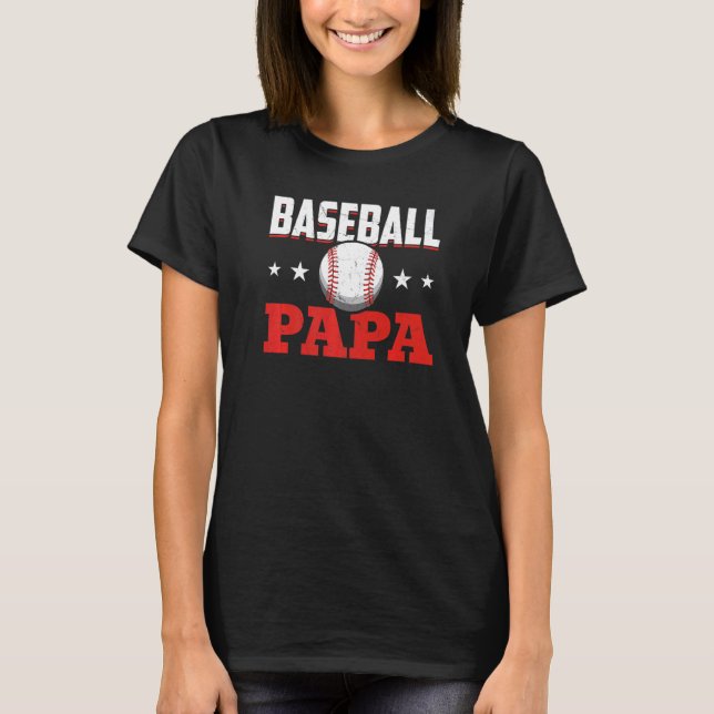 Baseball Papa Proud Baseball Player Dad T-Shirt (Front)